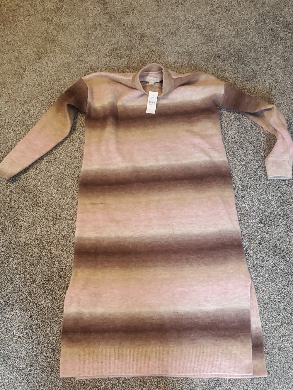 LOFT Ombre Striped Knit Mini Dress in Mauve and Taupe